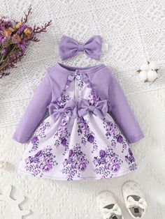 Multicolor  Collar   Floral A Line Embellished Slight Stretch  Baby Girls Clothing Baby Dresses, Baby Girl Outfits, Cute Baby Dresses, Baby Girls, Kids Designer Dresses, Baby Girl Floral, Baby Girl Outfits Newborn