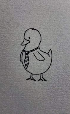 a drawing of a duck wearing a tie