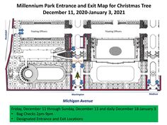 a plan for the millennium park entrance and exit map for christmas tree