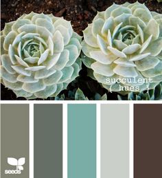 the color scheme is blue, green and brown with two large flowers in it's center