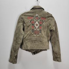 New With Tags Never Worn Driftwood Suede Nubuck Embroidered Tribal Aztec Red Blue Brown Studded Buckle Moto Cropped Jacket. Size Small. Ships Asap! Full Refund If Not As Described. Winter Festival Long Sleeve Leather Jacket, Bohemian Long-sleeve Leather Jacket For Fall, Bohemian Long Sleeve Leather Jacket For Fall, Casual Embroidered Winter Biker Jacket, Fall Festival Long Sleeve Leather Jacket, Long Sleeve Leather Jacket For Fall Festivals, Embroidered Long Sleeve Biker Jacket For Fall, Biker Style Long Sleeve Outerwear For Festivals, Embroidered Biker Leather Jacket For Fall