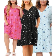 This V-neck nightgown is made of soft and comfortable fabric, with a comfortable and loose fit, suitable for family pajama parties, daily life, going out shopping, midnight, etc. The star and moon designs keep up with fashion trends, so maybe you just need this pajama in your wardrobe. It is also a good choice to give as a gift to your girlfriend, friends, daughter, or mother. Designed specifically for plus-size women and designed to provide comfortable clothing for plus-size girls and hope to p