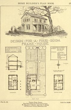 an old house with plans for the front and back