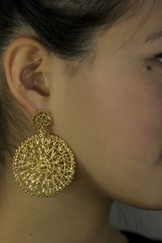 IMG_7293 Gold Hoop Earrings With Intricate Design For Party, Party Hoop Earrings With Intricate Design, Gold Filigree Chandelier Earrings For Anniversary, Gold Filigree Earrings For Party, Elegant Yellow Gold Hoop Earrings For Celebration, Party Earrings With Intricate Yellow Gold Design, Delicate Pierced Round Earrings, Delicate Round Pierced Earrings, Yellow Gold Earrings With Intricate Design For Party