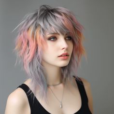 Shaggy Mullet, Punk Haircut, Shag Haircut Ideas, Pastel Highlights, Edgy Haircuts, Hairstyle Tutorials, Shag Hairstyles, Punk Hair