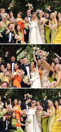 Colorful bridesmaids for Summer wedding Mismatch Plates At Wedding, Wedding Unique Photos, Summer Wedding Colorful, Bright Spring Bridesmaid Dresses, Wedding Photos Flowers, Wedding Party Photos Colorful, True To Life Wedding Photography, Bridesmaid Schemes, Colorful Bridal Party Groomsmen