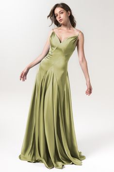 Beautiful A-line Dress for any Formal Occasion CB0591 | Cocomelody V-neck Gown With Pleated And Fitted Bodice, Satin V-neck Bridesmaid Dress With Fitted Bodice, Green V-neck Bridesmaid Evening Dress, Floor-length V-neck Bridesmaid Dress, Fitted V-neck Satin Dress With Sweep Train, V-neck Bridesmaid Dress With Sweep Train, V-neck Bridesmaid Evening Dress With Pleated Bodice, Bridesmaid Evening Dress With Pleated Bodice And V-neck, Fitted Satin V-neck Bridesmaid Dress