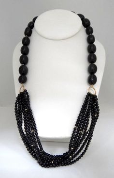 Ladies Zoe B. 14k Yellow Gold (not plated or gold filled) Black Onyx Beaded Necklace. VERY NICE NECKLACE! This necklace is newly polished, nice & shiny and in excellent condition. Comes in a free necklace box. So much nicer in person! Any dark discoloration you see are just the photo's and not the necklace! Clasp: 14k Yellow Gold Toggle Clasp Length: 24" closed Weight: 112.5 grams Smaller Bead Width: 4mm Larger Bead Width: 13mm Hallmarked: 14k Zoe B. LADIES ZOE B. 14K YELLOW GOLD BLACK ONYX BEAD Necklace Clasp, Toggle Necklace, Necklace Box, Onyx Bead, Exclusive Jewelry, Cool Necklaces, Fine Jewellery Necklace, Bead Strand, Black Onyx