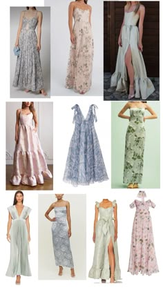 the dresses are all different styles and colors