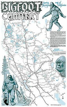 the bigfoot country map is shown in black and white, with an image of a gorilla