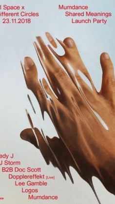 a poster for an art show with hands reaching up towards each other and the words underneath it