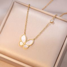 Material: Titanium Steel Fashion Element: Butterfly Style: Affordable luxury style Luxury White Clavicle Chain Necklace, Trendy Metal Butterfly Necklace, Butterfly Necklace With Adjustable Chain In Metal, Elegant Gold Butterfly Metal Necklace, Elegant White Alloy Chain Necklace, Elegant Metal Butterfly Necklace With Clavicle Chain, Elegant Metal Butterfly Necklace With Adjustable Chain, Rose Gold Butterfly Necklace With Adjustable Chain, White Gold Butterfly Necklace With Clavicle Chain