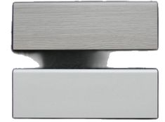 a close up of a door handle on a white surface with grey wood graining