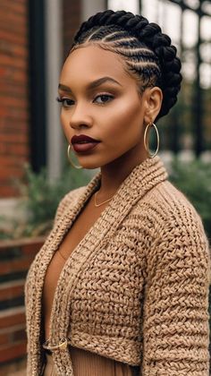 Simple Yet Stylish Afro Bun Designs for You 2 Cornrows Braids For Black Women, Professional Braids For Work, Goddess Braids Bun, Short Hairstyles Undercut, Braided Bun For Black Women, Undercut For Women, Woman With Bangs, New Hairstyles For Women, Stylish Cornrows