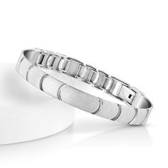 Platinum Bracelets by Jewelove Platinum for Men Platinum bracelet for men. PGI code is 23PTMOR25. Metal : Platinum  Platinum Purity : 95% Purity Mark : Pt 950   Finishing : Matte Finish Estimated Platinum Weight : 37 grams Certificate of Authenticity : Platinum Guild International White Gold Mens Bracelet, Gold Bracelet For Men, Om Pendant, Platinum Bracelet, Mens Silver Jewelry, Platinum Rose Gold, Platinum Jewelry, White Gold Bracelet, Wedding Jewelry Bracelets