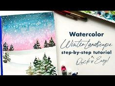 watercolor winter landscape step - by - step christmas card