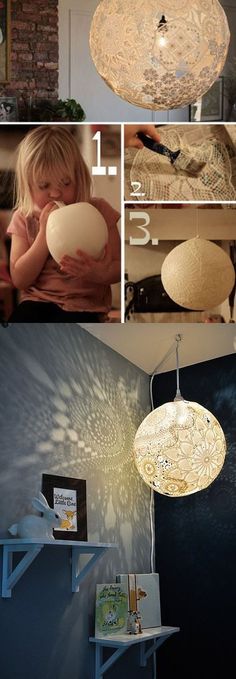 a collage of photos showing the different lighting fixtures used in this home decor project