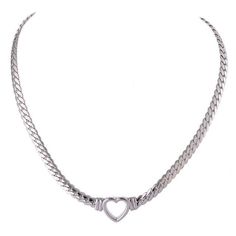 Textured Heart Charm Necklace with Braided Metallic Chain Elevate Your Style This Metallic Braided Chain Flat Texture Heart Pendant Necklace is the perfect way to add a classy and minimalist flair to any look. Whether you're dressing up for a formal event or keeping it casual, this necklace complements every outfit beautifully. Unique Design The heart charm features exquisite texture and braiding, making it a standout piece. Its elegant design ensures that it can be worn in both relaxed and form Heart Chain Necklace, Heart Choker Necklace, Thick Chain Necklace, Heart Choker, Hollow Heart, Party Necklace, Heart Chain, Silver Chain Necklace, Metal Necklaces