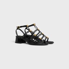 CELINE CLEMENCE MULTI TRIOMPHE SANDAL IN GLOSSY CALFSKIN - BLACK | CELINE Burgundy And Gold, Essential Bag, New Sneakers, Sandals Women, Sandals For Women, Card Holder Wallet, Chain Bags, Small Leather Goods, Leather Coat