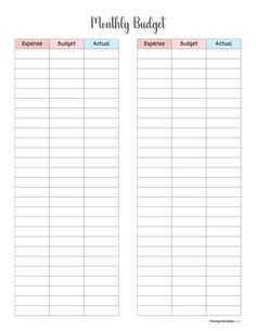 a printable budget sheet with the words,