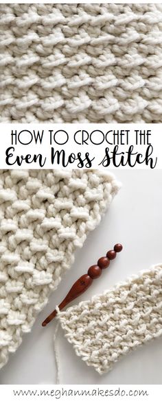 how to crochet the even miss stitch blanket with text overlay that reads, how to crochet the even miss stitch