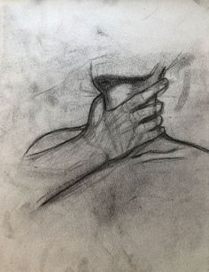 a pencil drawing of two hands holding each other's hand with their fingers together