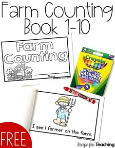 farm counting book and coloring pages for kids to color with the words farm counting on them