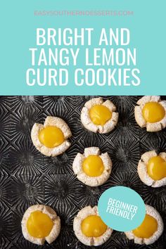 bright and tangy lemon curd cookies on a baking sheet with text overlay