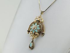 "Though it looks Victorian, this pin and pendant dates to the mid 1900's and is part of the Victorian Revival movement. The casting is weighty, and particularly nice are the bright blue opals that are set inside the decorative mountings. The color of the stones in this antique piece is really quite lovely! Crisp black enamel gives the piece depth and calls back to the mourning jewelry of the 1800's. We love the diamond accents in this piece, which are incredibly bright and of the finest quality! Victorian Revival, Gold Necklace Set, Fantasy Jewelry, Lovely Jewellery, Opal Jewelry, Blue Opal, Black Enamel, Crystals And Gemstones, Bright Blue