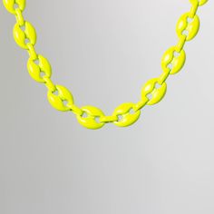 Neon Yellow Enameled Anchor Chain 18k Heavy gold plated clasps 11mm width Trendy Yellow Chain Jewelry, Green Necklace With Adjustable Chain, Green Link Chain Necklace As Gift, Yellow Link Necklace Perfect For Gifts, Green Link Chain Necklace For Gifts, Green Link Chain Necklace Gift, Green Chunky Chain Necklace As Gift, Green Chain Link Necklace With Adjustable Chain, Yellow Metal Chain Jewelry