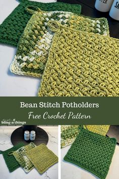 the bean stitch potholders are made with free crochet pattern, and have been designed