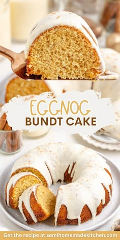 a bundt cake with icing on top and the words eccnoc bundt cake above it