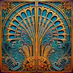 an art deco door with intricate designs on it