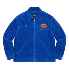 Supreme x Dickies Corduroy Work Jacket 'Royal' Big Palace, Ffa Jacket, Hollywood Music, Accessories Outfit, Fly Outfit, Ivy Style, Street Fashion Men Streetwear, Men Streetwear