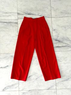 Vintage Linda Allard Ellen Red Wool Pants High Rise Wide Leg Pleated Trousers 10 100% wool Good vintage condition  See all photos for measurements Wide Leg Pleated Trousers, Pleated Trousers, Wool Pants, Red Wool, Trousers Women, Capri Pants, Capri, Wide Leg, High Rise