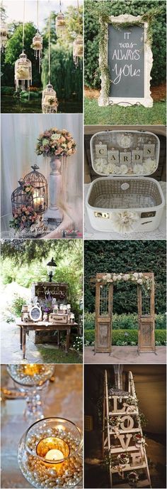 wedding decorations and decorating ideas for the bride's day, including birdcages