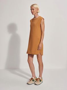 Naples Dress 31.5 | Varley US Summer Dress With Side Slits And Crew Neck, Summer Dresses With Side Slits And Crew Neck, Chic Crew Neck Dress For Daywear, The Court, Naples, Best Sellers, Shift Dress, Workout Clothes, New Arrivals