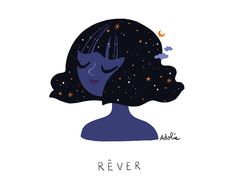 a woman's head with stars and the words rever written on her forehead