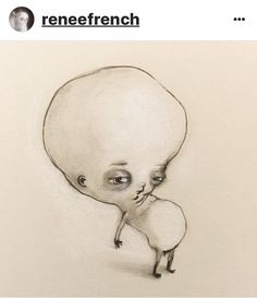 a drawing of an alien holding a baby in it's arms with the caption, reineefrench