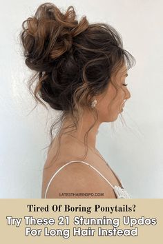 18. High Textured Bun by @breannachwalattp. Check out 20+ more updos for long hair! Formal Up Dos, High Hairstyles, Updo High, Textured Bun, Curly Long Hair, Casual Updo, High Updo, Boho Updo, Updos For Long Hair