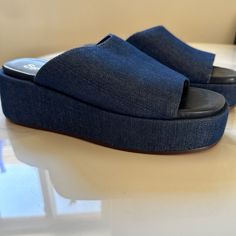 Brand New, No Box, These Denim Sandals Are All The Rage. Size 8. Runs Wide. Denim Sandals, Seychelles Shoes, Seychelles, Color Blue, Women Shoes, Running, Sandals, Brand New, Women Shopping