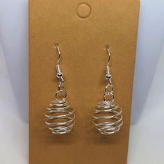 This Pair Is About 3/4" Long. Sterling Silver-Coated Hooks. Spiral Earrings, Silver Coat, Handmade Wire Jewelry, Hand Crafted Jewelry, Crafted Jewelry, Brass Jewelry, Wire Earrings, Jewelry Projects, Jewelry Tutorials