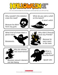 halloween jokes for kids that are fun and easy to use with the children's drawings