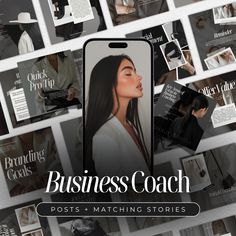 the cover of business coach magazine, featuring an image of a woman's face