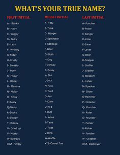 what's your true name? poster with the names in red and blue on it