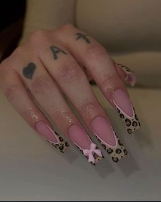 Pink Cheetah Nails, Pink Leopard Nails, Leopard Print Nail Art, Leopard Print Nail, Leopard Nail Designs, Print Nail Art, Cheetah Nail Designs, Cheetah Print Nails, Bow Nails