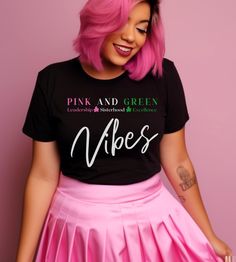 Celebrate sorority pride with this AKA-inspired T-shirt in classic pink and green vibes. Perfect for Alpha Kappa Alpha sisters and Greek life fans, this comfy tee makes a thoughtful gift or stylish addition to any wardrobe. .: Made with 100% Airlume combed and ring-spun cotton, a lightweight fabric (4.2 oz/yd² (142 g/m that is easy to layer, breathable. Perfect for active and leisure wear.  Care Instructions: Turn shirt inside out Machine wash cold Hang dry (strongly recommended)  Tumble dry low Avoid bleach Iron on low inside out COLOR DISCLAIMER Variations in screen and monitor settings may lead to slight differences in the color of the design compared to the photos displayed. RETURNS/EXCHANGES Since all items are crafted specifically for each customer, we regret to inform you that we ca Aka Crossing Gifts, Aka Sweatshirt, Aka Probate, Aka Gifts, Alpha Kappa Alpha Shirt, Green Vibes