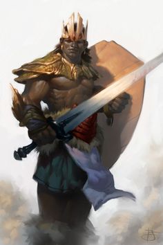 Dungeons and Dragons Work  by Tyler Jacobson King Warrior, Warrior Character, Barbarian King, Warrior King, Black Comics, Afrocentric Art, Male Character, Black King, Fantasy Images