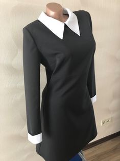 Wednesday addams dress Wednesday addams costume Black dress | Etsy Merlina Adams Dress, Addams Family Dress, Wednesday Addams Doll Dress Pattern, Wensday Addams Dress, Addams Costume Family, Wednesday Costume, Wednesday Addams Dress, Addams Dress, Wednesday Addams Costume