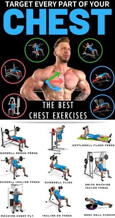 the chest workout guide for men and women with instructions on how to do it, including exercises